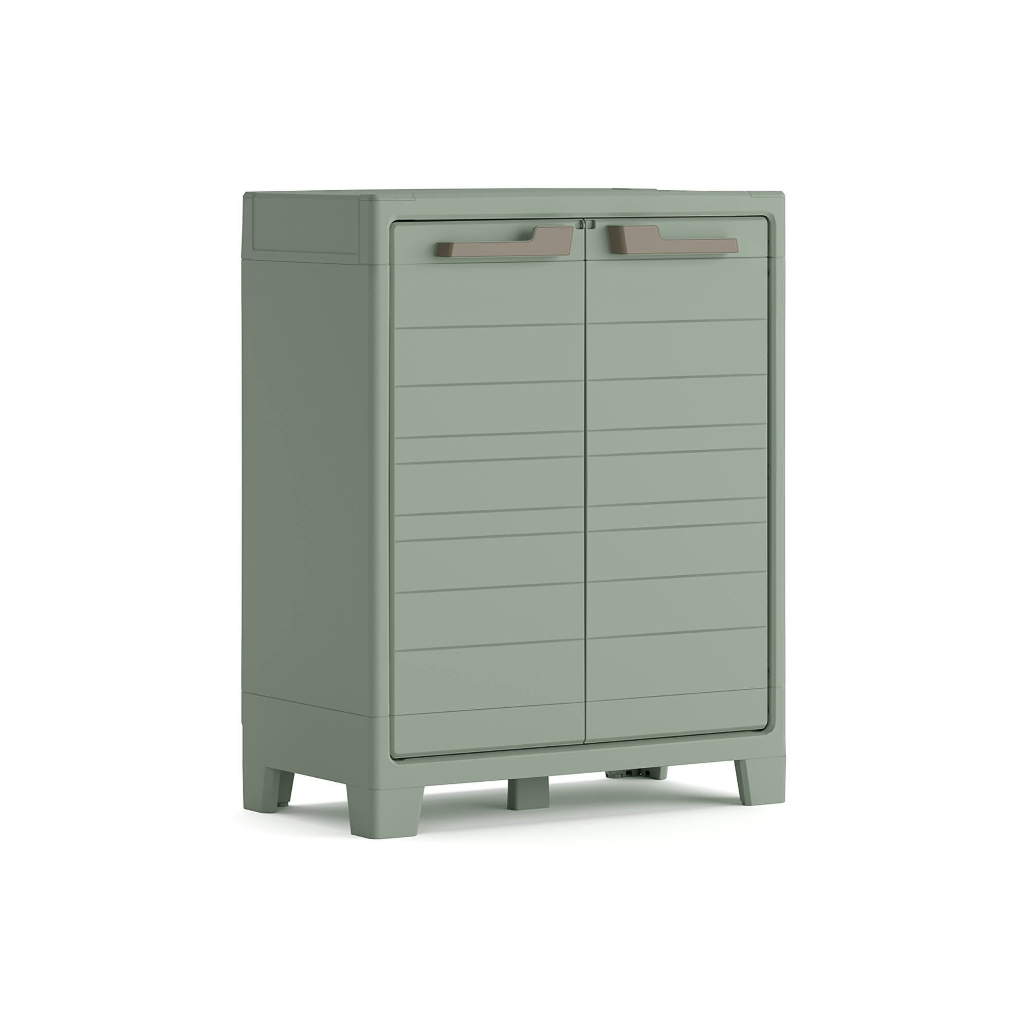 Armadio da esterno Quesnel, Mobile outdoor, Mobiletto giardino multiuso, Made in Italy, 80x44 h100 cm, Grigio e Verde