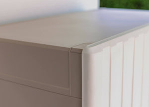 Armadio da esterno Melville, Mobile outdoor, Mobiletto giardino multiuso, Contenitore per balcone o garage, Made in Italy, 80x45 h180 cm, Sabbia