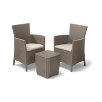 Set salotto da esterno Viking, Salottino outdoor, Set da balcone o giardino, Composizione soggiorno per esterni, 62x60 h89 cm, Tortora