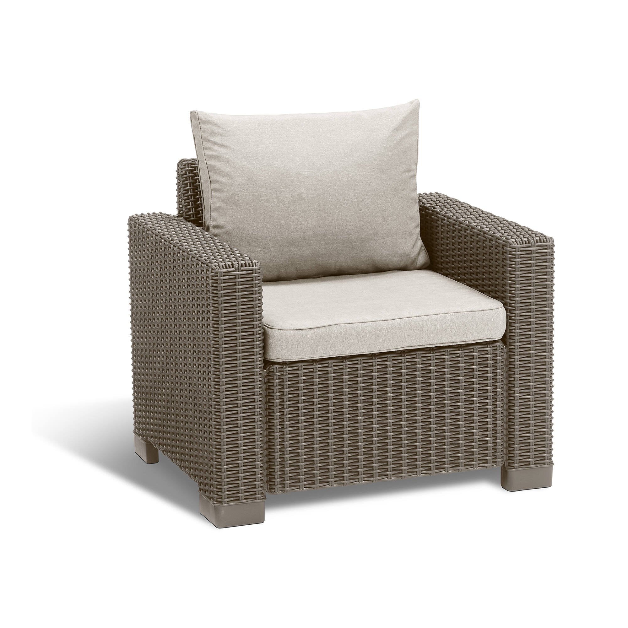 Set di 2 poltrone da esterno Miramichi, Poltroncina da giardino, Seduta outdoor, Poltrona per esterni, 83x68 h72 cm, Tortora