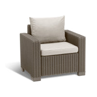 Set di 2 poltrone da esterno Miramichi, Poltroncina da giardino, Seduta outdoor, Poltrona per esterni, 83x68 h72 cm, Tortora