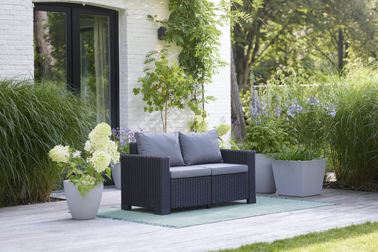 Divano da esterno Roberval, Sofà da giardino, Divanetto outdoor, Divano per terrazzo, 141x68 h72 cm, Antracite