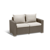 Divano da esterno Roberval, Sofà da giardino, Divanetto outdoor, Divano per terrazzo, 141x68 h72 cm, Tortora