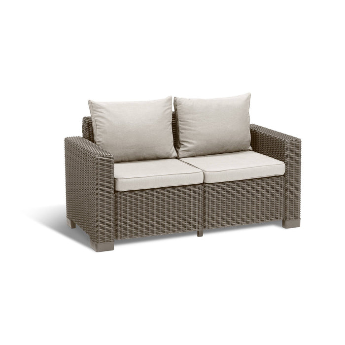 Divano da esterno Roberval, Sofà da giardino, Divanetto outdoor, Divano per terrazzo, 141x68 h72 cm, Tortora