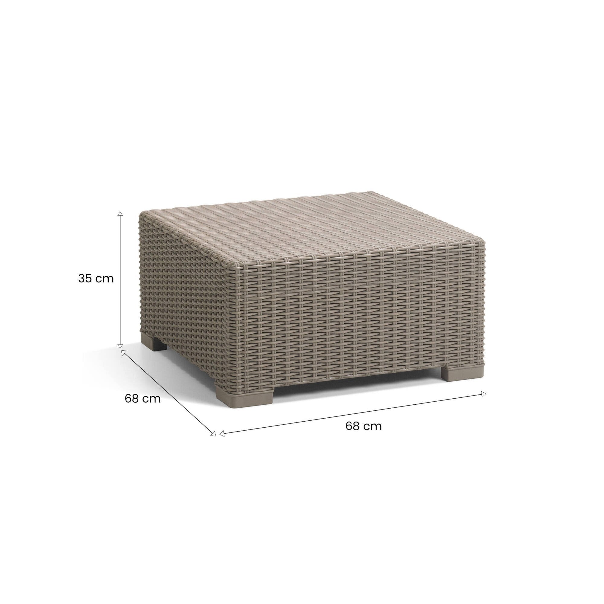 Tavolino da esterno Parksville, Tavolo basso da giardino, Mobiletto outdoor multiuso, Mensola multifunzione, 68x68 h35 cm, Tortora