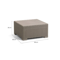 Tavolino da esterno Parksville, Tavolo basso da giardino, Mobiletto outdoor multiuso, Mensola multifunzione, 68x68 h35 cm, Tortora