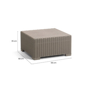 Tavolino da esterno Parksville, Tavolo basso da giardino, Mobiletto outdoor multiuso, Mensola multifunzione, 68x68 h35 cm, Tortora