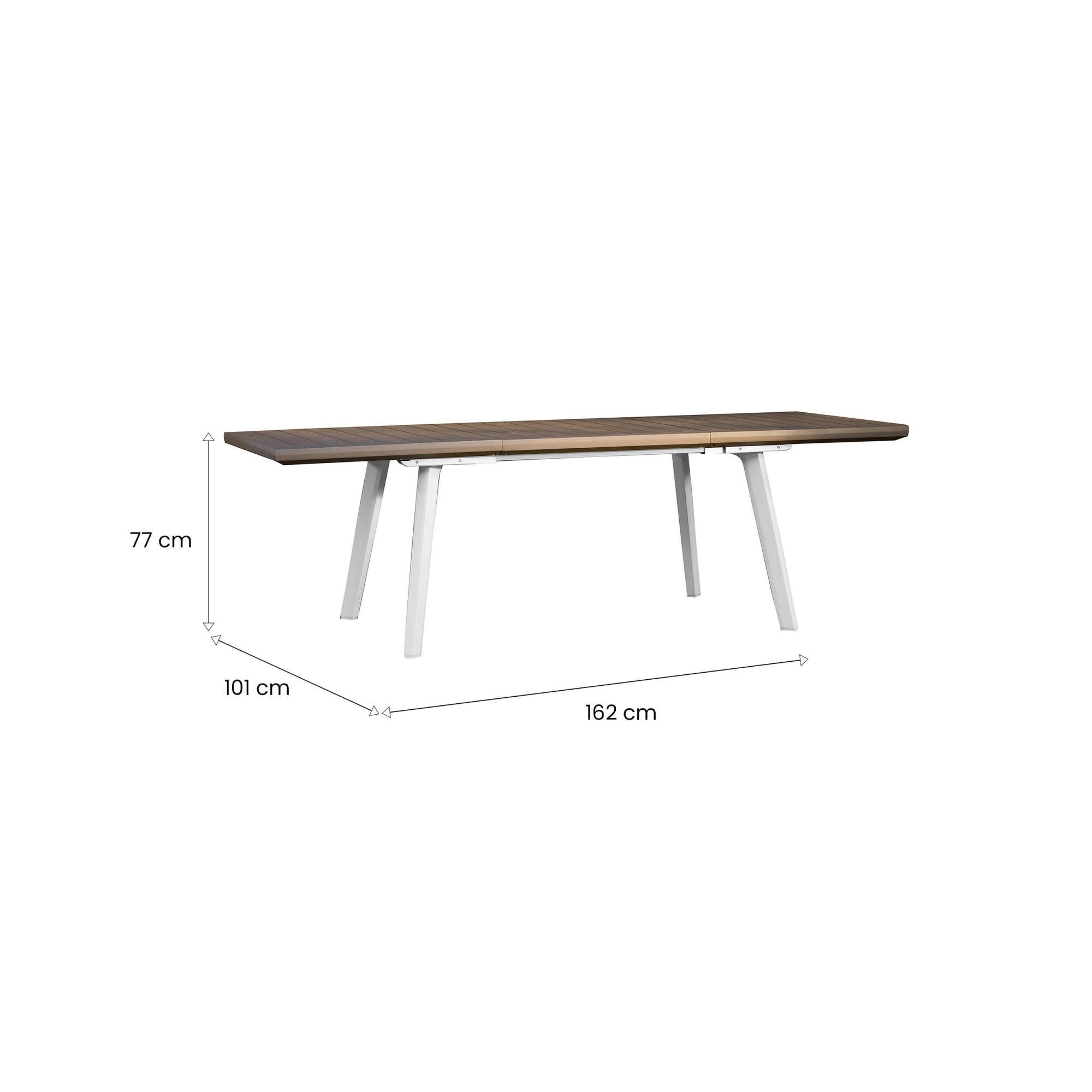 Tavolo da esterno Quispamsis, Base per picnic, Piano da pranzo da giardino, Banco outdoor multiuso, 162x101 h77 cm, Bianco e Tortora