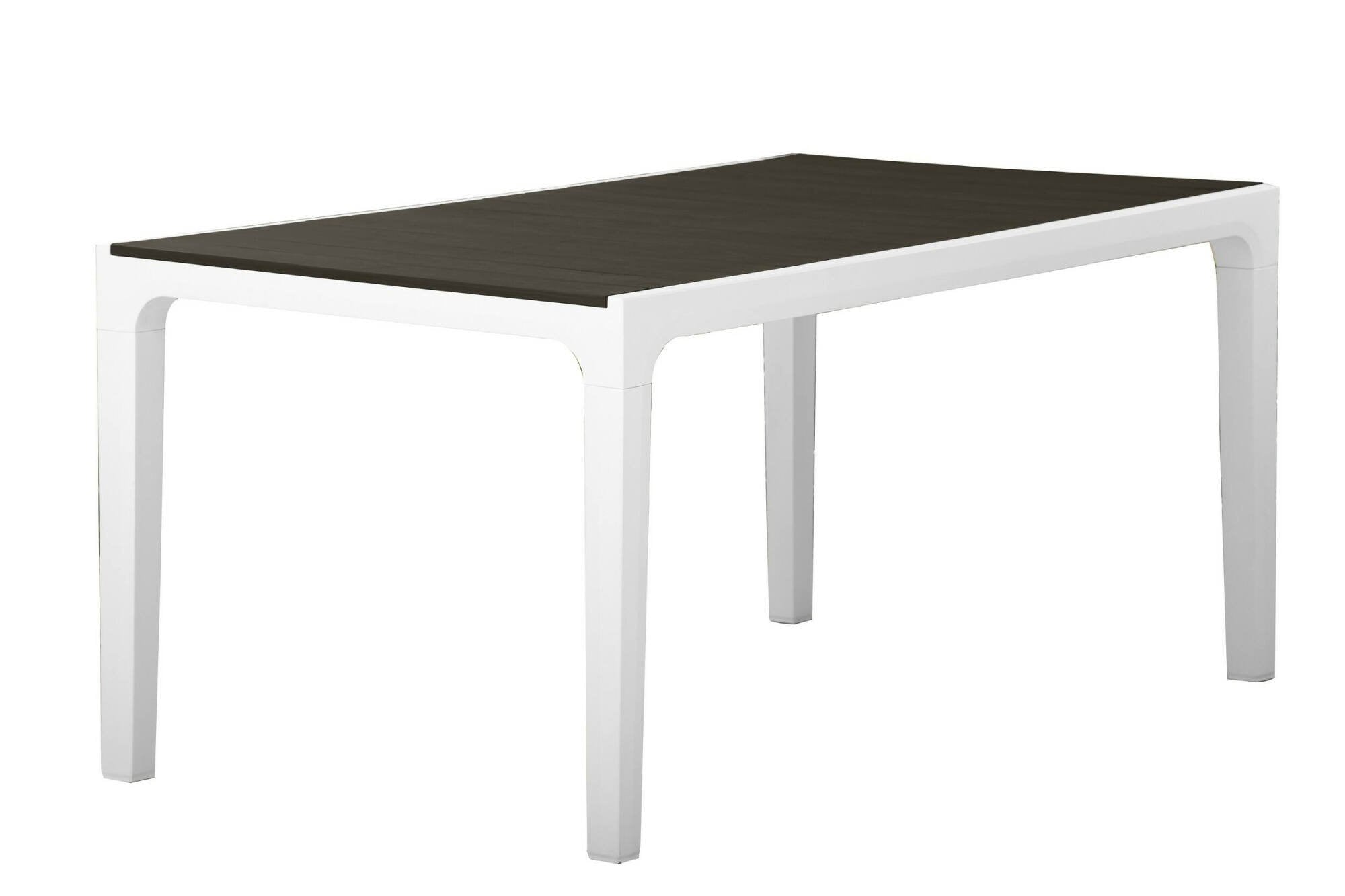 Tavolo da esterno Nanaimo, Base per picnic, Piano da pranzo da giardino, Banco outdoor multiuso, 160x90 h74 cm, Bianco e Grigio scuro