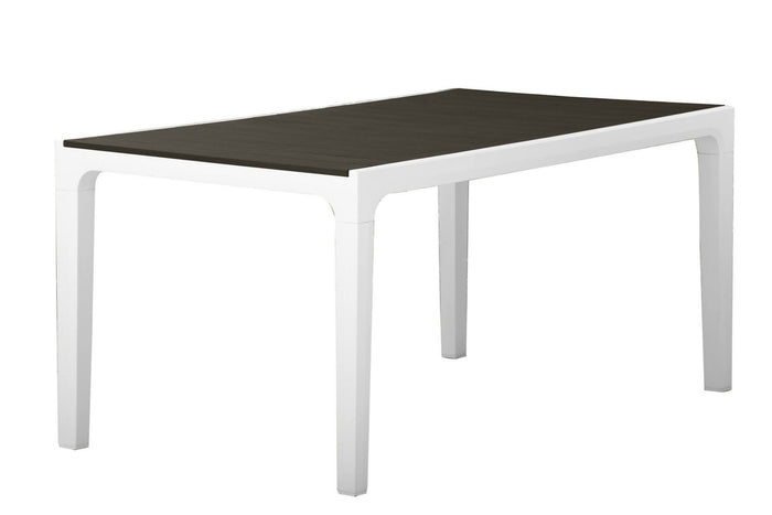 Tavolo da esterno Nanaimo, Base per picnic, Piano da pranzo da giardino, Banco outdoor multiuso, 160x90 h74 cm, Bianco e Grigio scuro