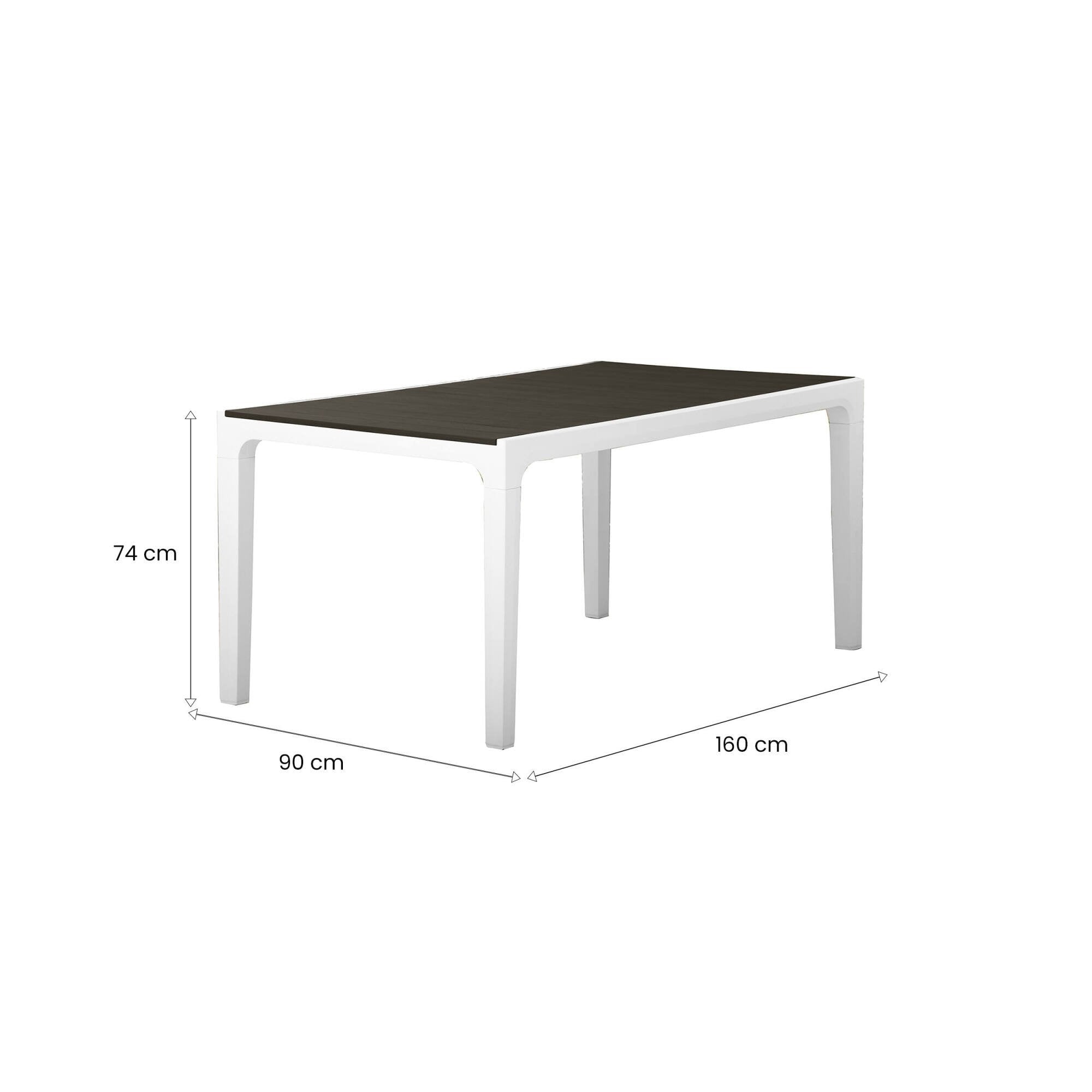 Tavolo da esterno Nanaimo, Base per picnic, Piano da pranzo da giardino, Banco outdoor multiuso, 160x90 h74 cm, Bianco e Grigio scuro