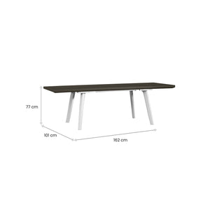 Tavolo da esterno Penticton, Base per picnic, Piano da pranzo da giardino, Banco outdoor multiuso, 162x101 h77 cm, Bianco e Grigio scuro
