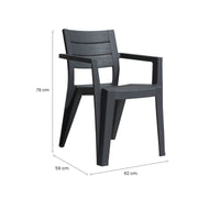 Set di 6 sedie da esterno Courtenay, Seggiola da giardino, Seduta outdoor multiuso, Panchina da giardino, 62x59 h79 cm, Antracite