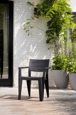 Set di 6 sedie da esterno Courtenay, Seggiola da giardino, Seduta outdoor multiuso, Panchina da giardino, 62x59 h79 cm, Antracite