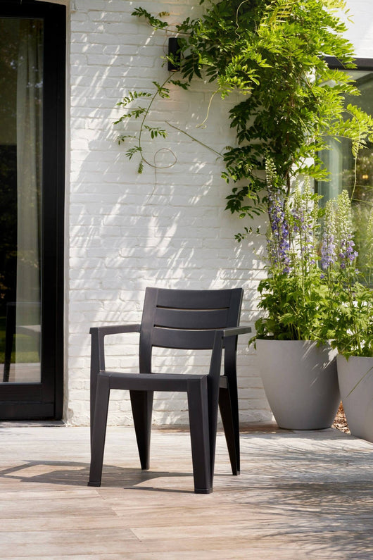 Set di 6 sedie da esterno Courtenay, Seggiola da giardino, Seduta outdoor multiuso, Panchina da giardino, 62x59 h79 cm, Antracite