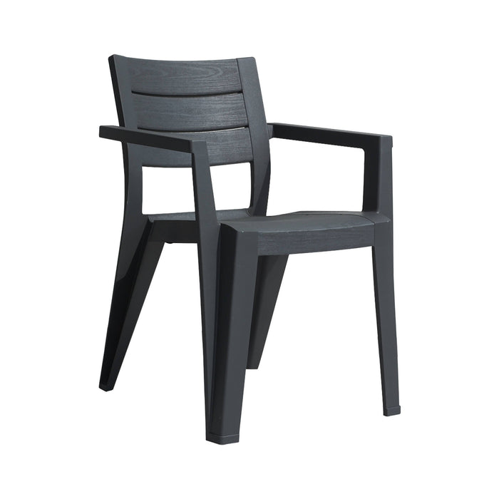 Set di 6 sedie da esterno Courtenay, Seggiola da giardino, Seduta outdoor multiuso, Panchina da giardino, 62x59 h79 cm, Antracite