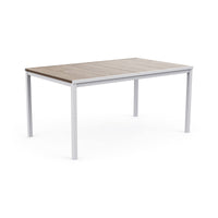 Tavolo da esterno Sarnia, Base per picnic, Piano da pranzo da giardino, Banco outdoor multiuso, 159x95 h75 cm, Rovere e Bianco