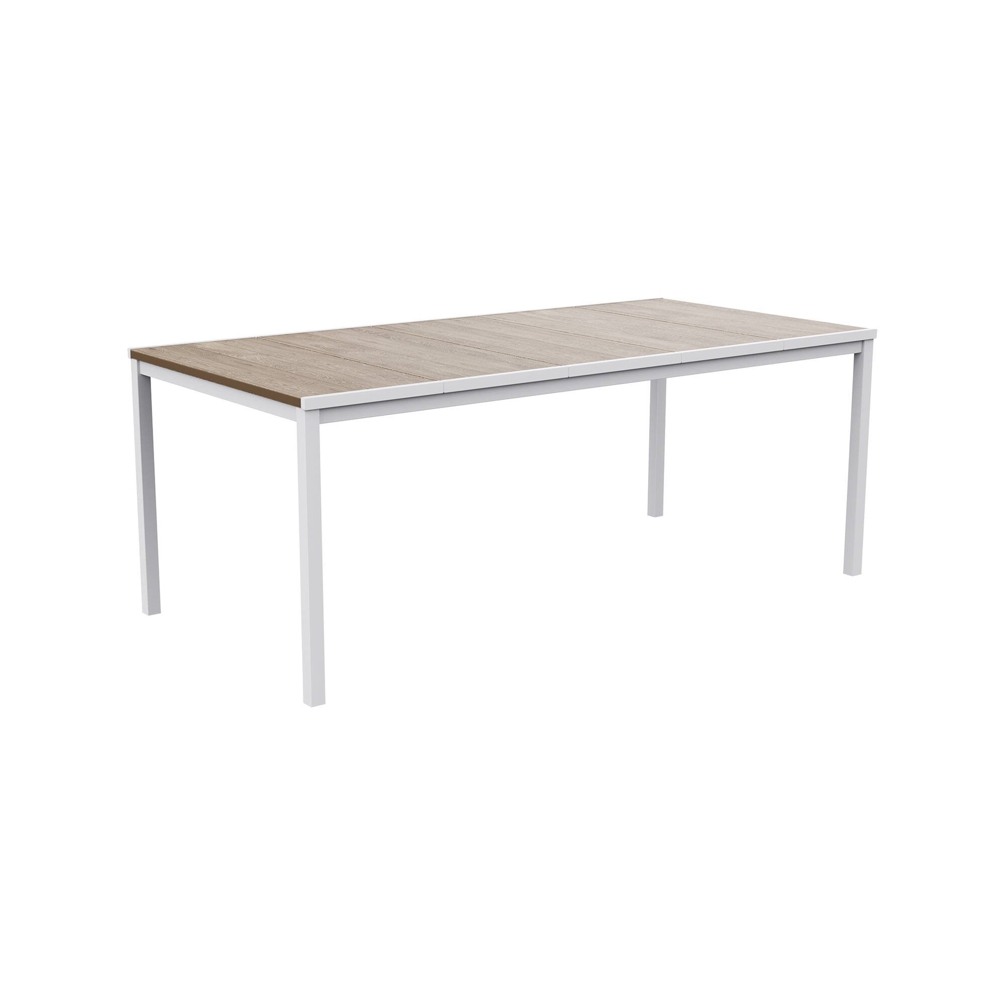 Tavolo da esterno Sarnia, Base per picnic, Piano da pranzo da giardino, Banco outdoor multiuso, 200x95 h75 cm, Rovere e Bianco