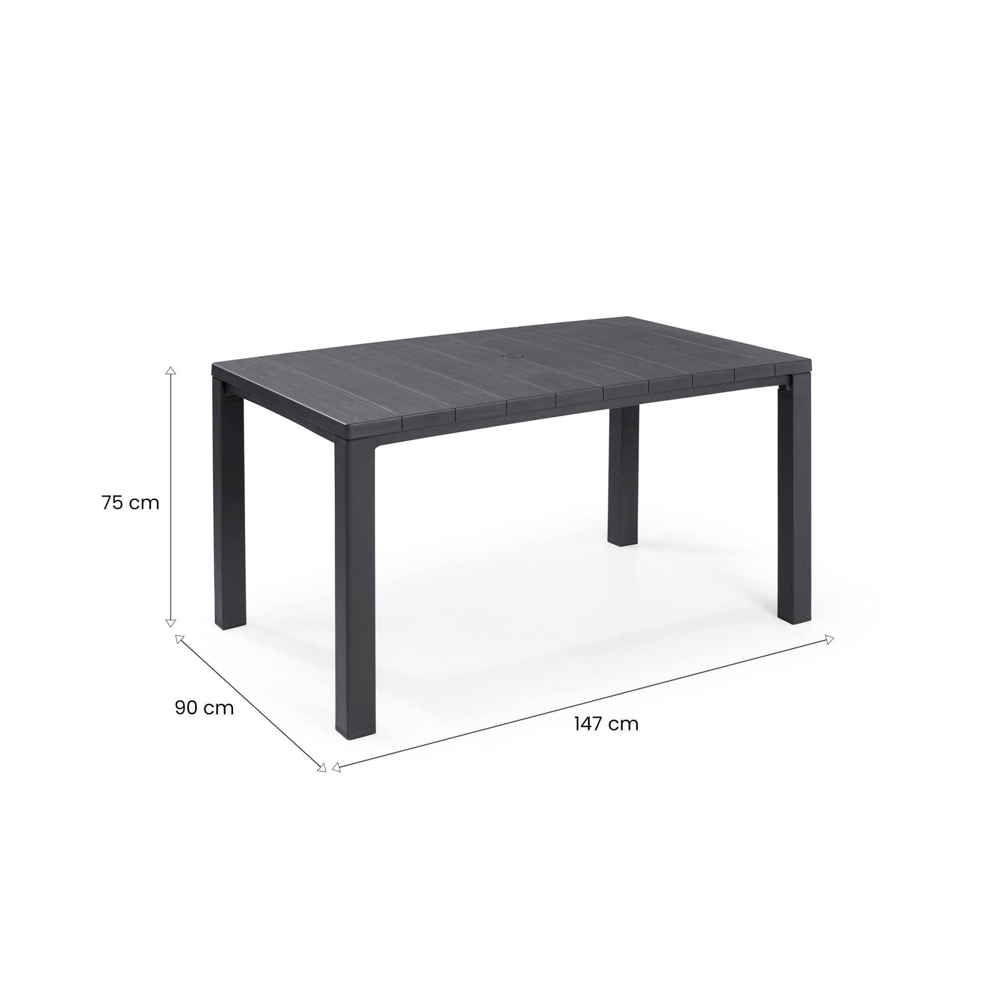 Tavolo da esterno Listowel, Base per picnic, Piano da pranzo da giardino, Banco outdoor multiuso, 147x90 h75 cm, Antracite