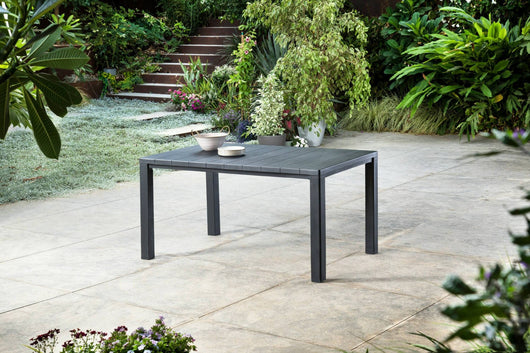 Tavolo da esterno Listowel, Base per picnic, Piano da pranzo da giardino, Banco outdoor multiuso, 147x90 h75 cm, Antracite