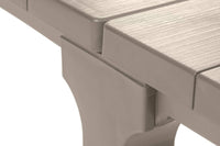 Tavolo da esterno Brossard, Base per picnic, Piano da pranzo da giardino, Banco outdoor multiuso, 294x90 h75 cm, Tortora