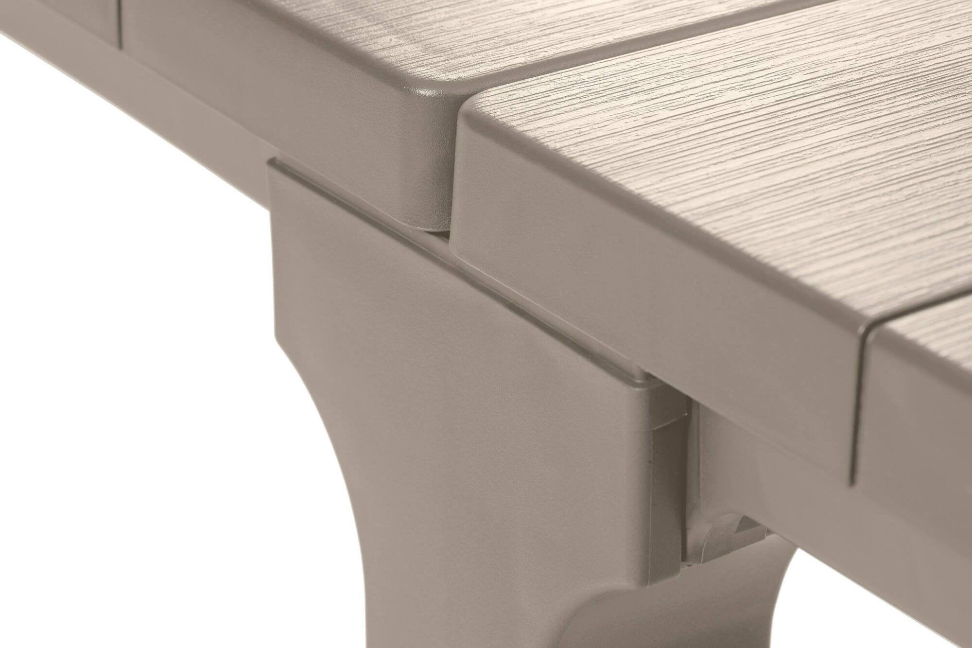 Tavolo da esterno Brossard, Base per picnic, Piano da pranzo da giardino, Banco outdoor multiuso, 294x90 h75 cm, Tortora