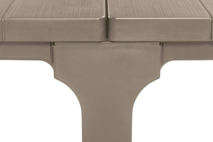 Tavolo da esterno Brossard, Base per picnic, Piano da pranzo da giardino, Banco outdoor multiuso, 294x90 h75 cm, Tortora