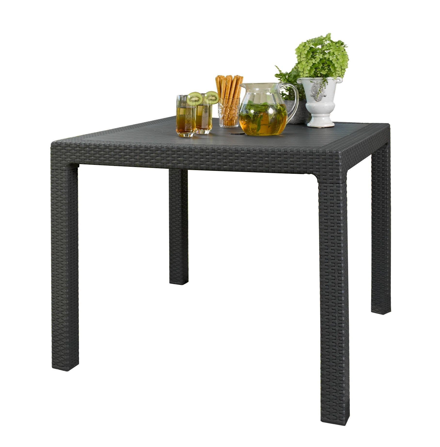 Tavolo da esterno Terrace, Base per picnic, Piano da pranzo da giardino, Banco outdoor multiuso, 95x95 h75 cm, Antracite