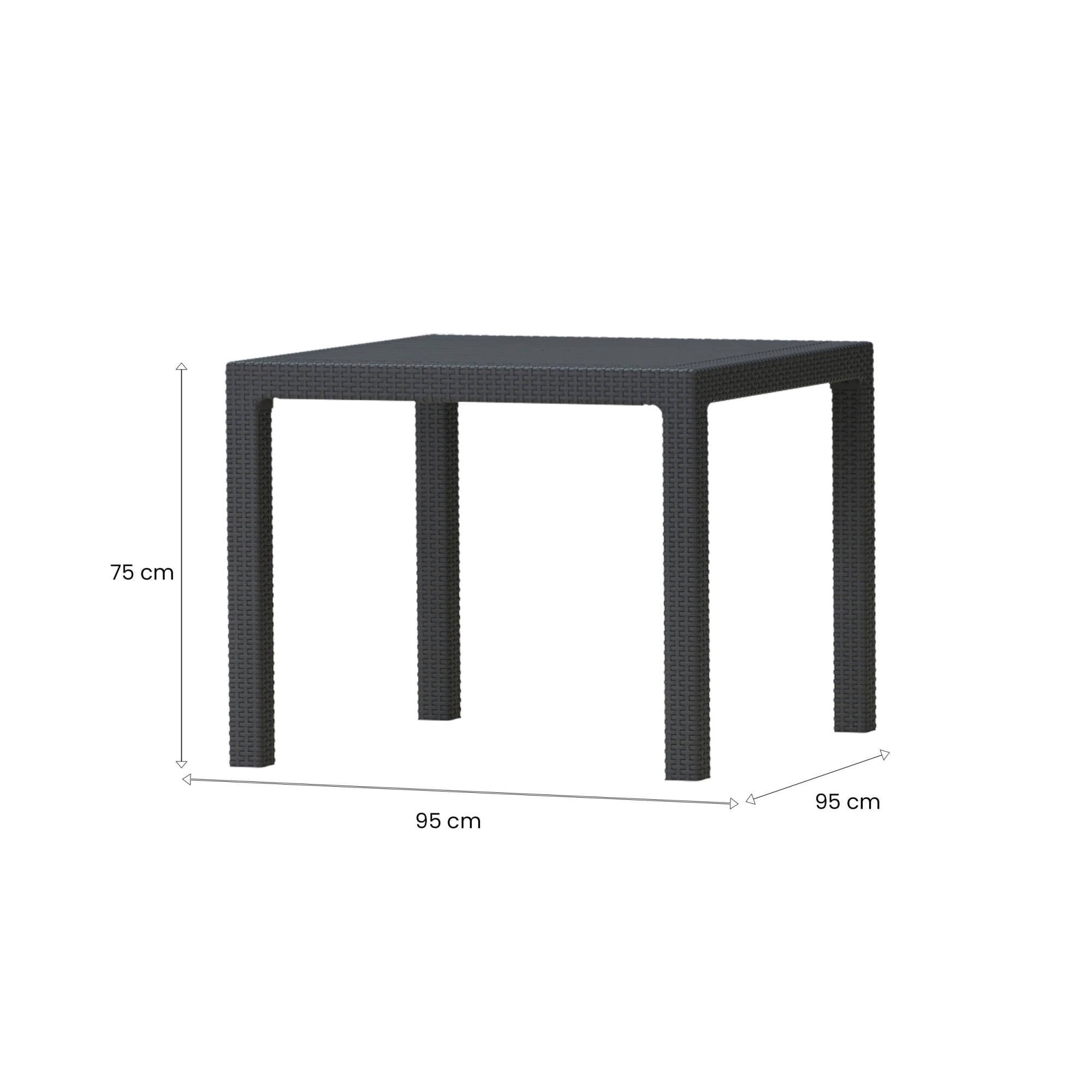 Tavolo da esterno Terrace, Base per picnic, Piano da pranzo da giardino, Banco outdoor multiuso, 95x95 h75 cm, Antracite