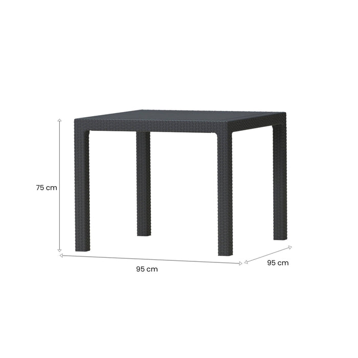 Tavolo da esterno Terrace, Base per picnic, Piano da pranzo da giardino, Banco outdoor multiuso, 95x95 h75 cm, Antracite