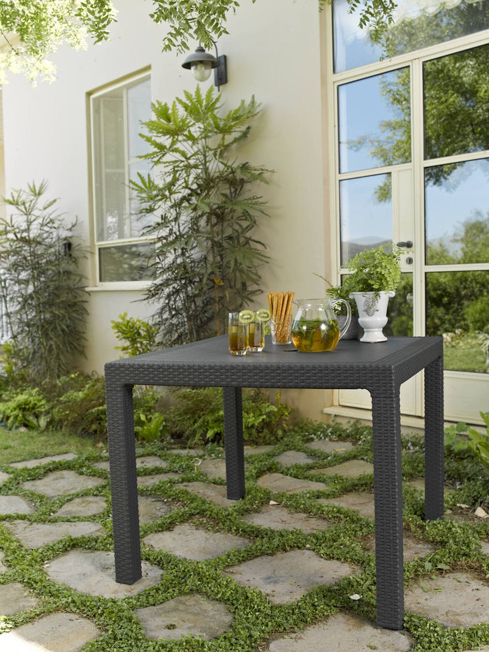 Tavolo da esterno Terrace, Base per picnic, Piano da pranzo da giardino, Banco outdoor multiuso, 95x95 h75 cm, Antracite