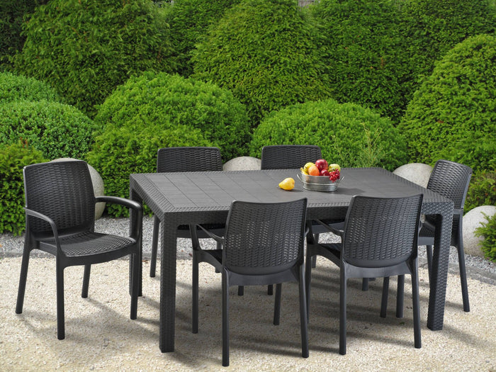Tavolo da esterno Pickering, Base per picnic, Piano da pranzo da giardino, Banco outdoor multiuso, 95x161 h75 cm, Antracite