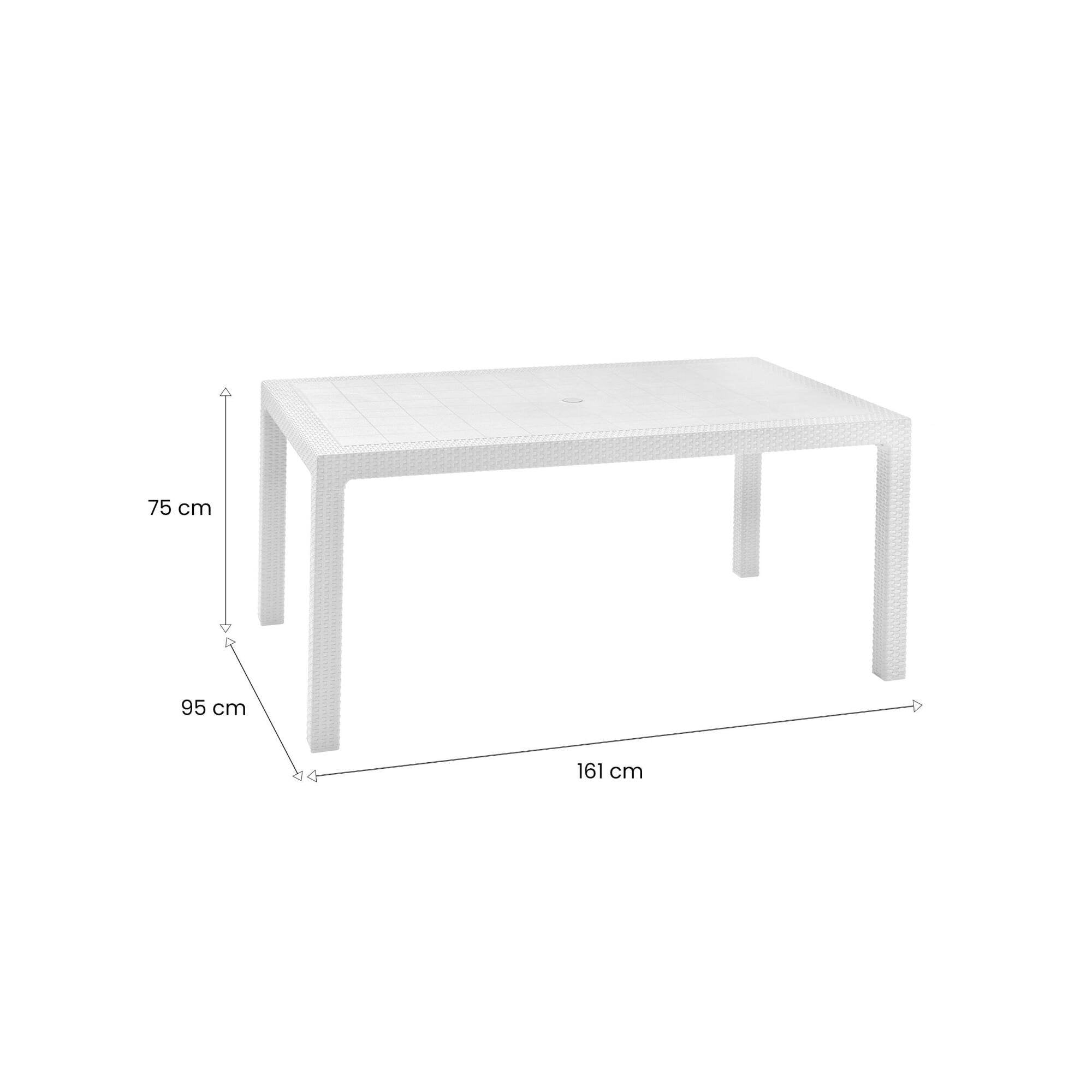 Tavolo da esterno Pickering, Base per picnic, Piano da pranzo da giardino, Banco outdoor multiuso, 95x161 h75 cm, Bianco