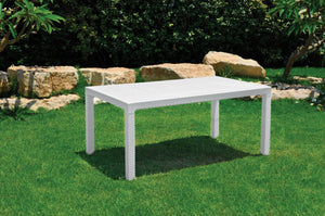 Tavolo da esterno Pickering, Base per picnic, Piano da pranzo da giardino, Banco outdoor multiuso, 95x161 h75 cm, Bianco