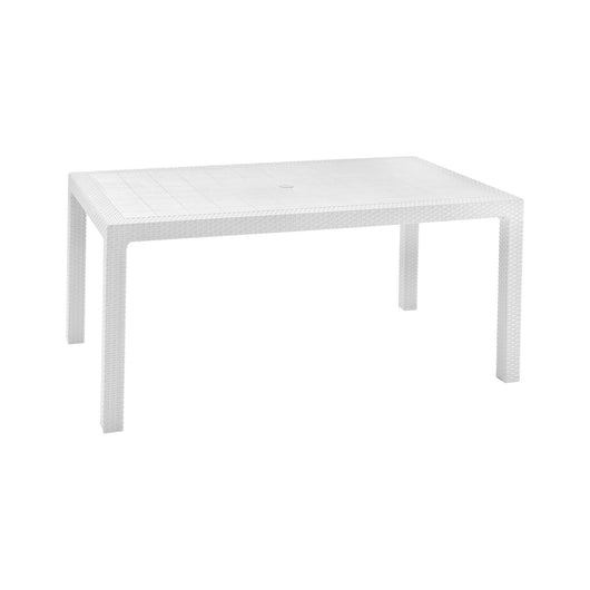 Tavolo da esterno Pickering, Base per picnic, Piano da pranzo da giardino, Banco outdoor multiuso, 95x161 h75 cm, Bianco