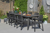 Tavolo da esterno Camrose, Base per picnic, Piano da pranzo da giardino, Banco outdoor multiuso, 235x98 h74 cm, Antracite