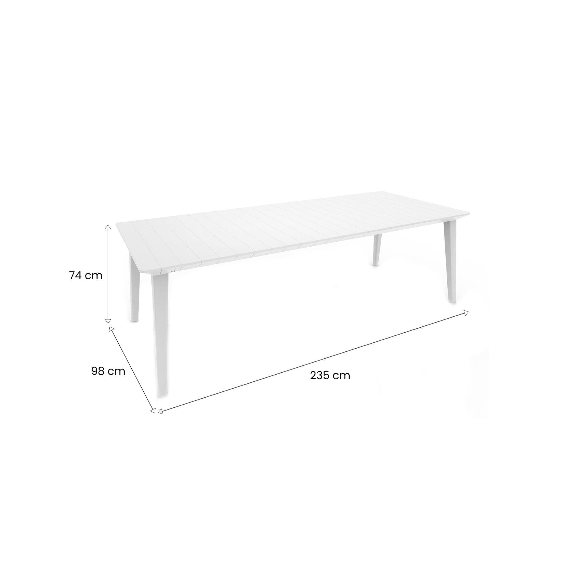 Tavolo da esterno Camrose, Base per picnic, Piano da pranzo da giardino, Banco outdoor multiuso, 235x98 h74 cm, Bianco