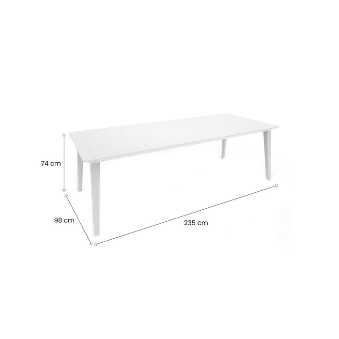 Tavolo da esterno Camrose, Base per picnic, Piano da pranzo da giardino, Banco outdoor multiuso, 235x98 h74 cm, Bianco