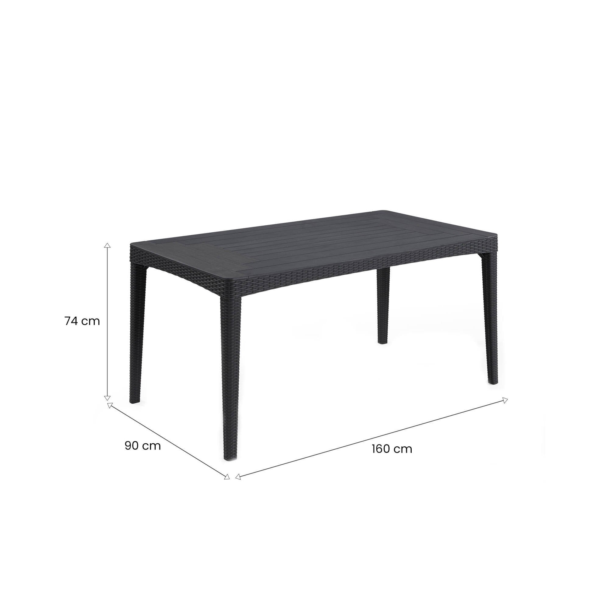 Tavolo da esterno Salmon, Base per picnic, Piano da pranzo da giardino, Banco outdoor multiuso, 160x90 h74 cm, Antracite