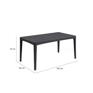 Tavolo da esterno Salmon, Base per picnic, Piano da pranzo da giardino, Banco outdoor multiuso, 160x90 h74 cm, Antracite