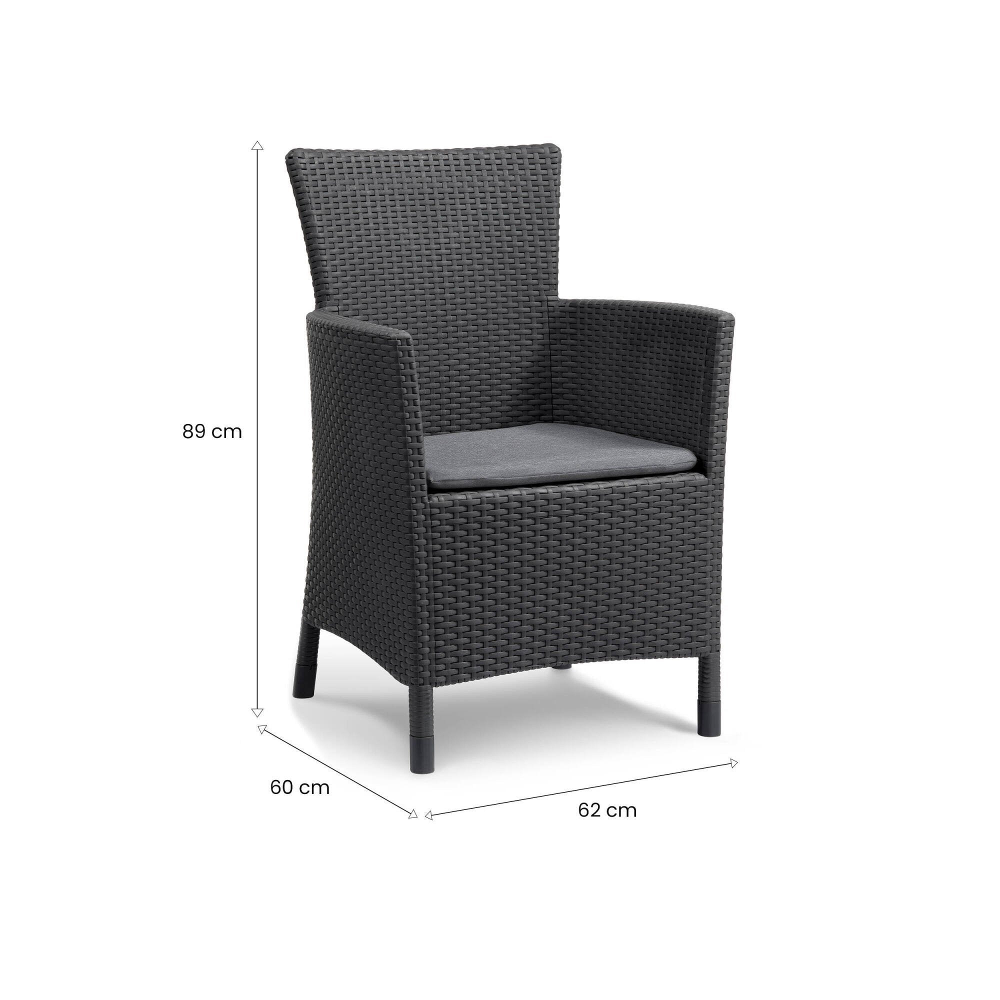 Poltrona da esterno Steinbach, Poltroncina da giardino, Seduta outdoor, Poltrona per esterni, 62x60 h89 cm, Antracite