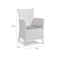 Poltrona da esterno Steinbach, Poltroncina da giardino, Seduta outdoor, Poltrona per esterni, 62x60 h89 cm, Bianco