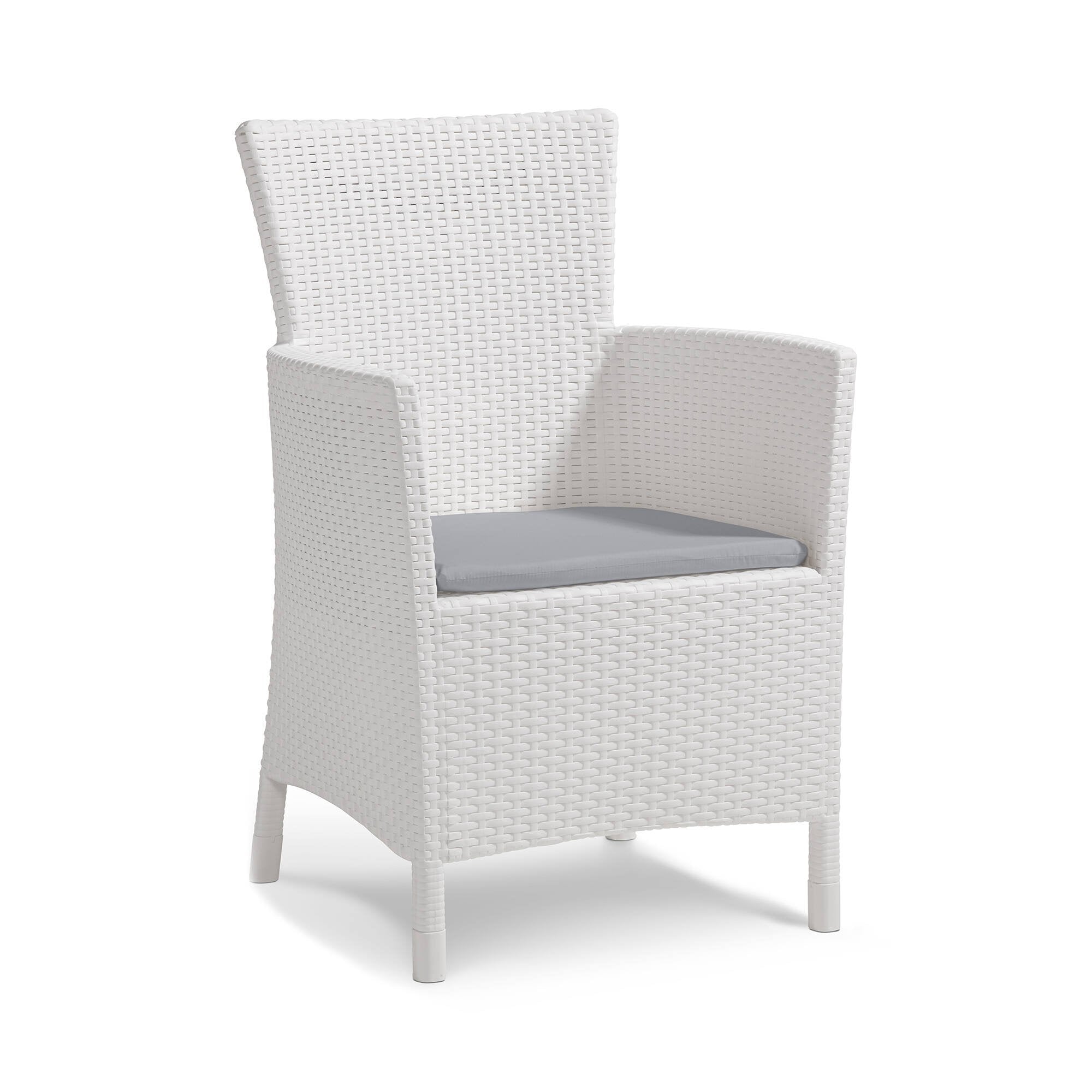 Poltrona da esterno Steinbach, Poltroncina da giardino, Seduta outdoor, Poltrona per esterni, 62x60 h89 cm, Bianco