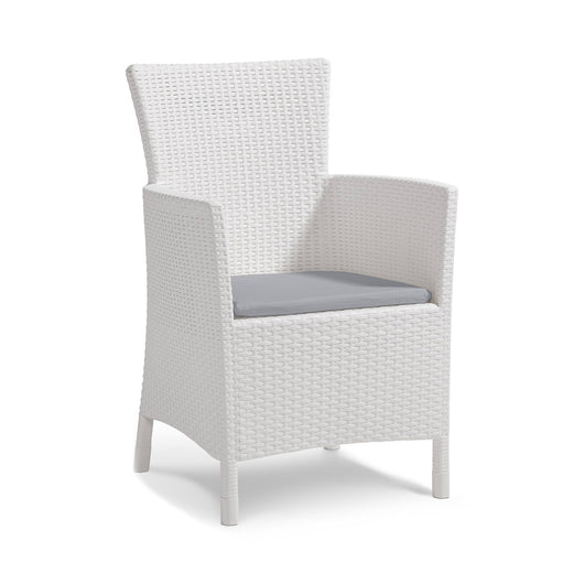 Poltrona da esterno Steinbach, Poltroncina da giardino, Seduta outdoor, Poltrona per esterni, 62x60 h89 cm, Bianco