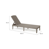 Lettino prendisole Glace, Sdraio da giardino, Letto pieghevole outdoor, Sedia reclinabile, 188x58 h29 cm, Tortora