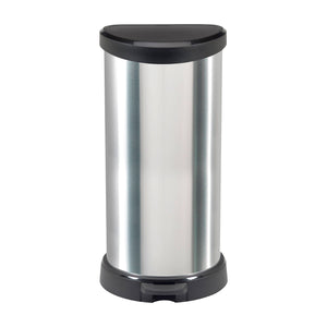 Pattumiera Renfrew, Cestino portarifiuti, Bidone per raccolta differenziata, Mobile per spazzatura, 31x35 h70 cm, Argento e Nero