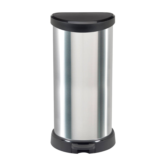 Pattumiera Renfrew, Cestino portarifiuti, Bidone per raccolta differenziata, Mobile per spazzatura, 31x35 h70 cm, Argento e Nero