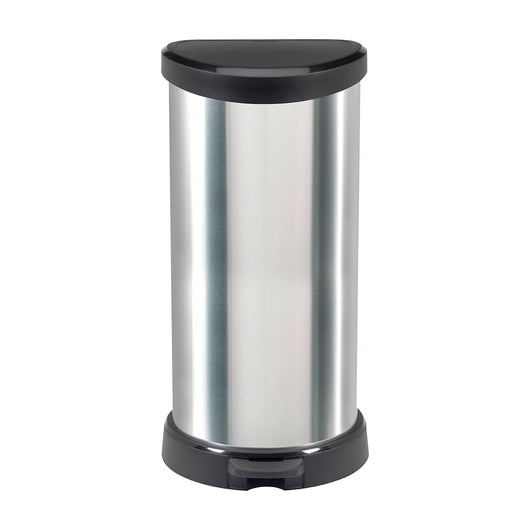 Pattumiera Renfrew, Cestino portarifiuti, Bidone per raccolta differenziata, Mobile per spazzatura, 31x35 h70 cm, Argento e Nero