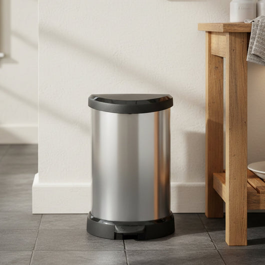 Pattumiera Renfrew, Cestino portarifiuti, Bidone per raccolta differenziata, Mobile per spazzatura, 31x28 h45 cm, Argento e Nero