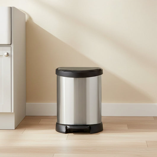 Pattumiera Renfrew, Cestino portarifiuti, Bidone per raccolta differenziata, Mobile per spazzatura, 25x21 h28 cm, Argento e Nero